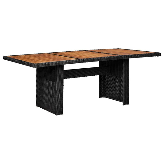 Trädgårdsbord svart 200x100x74 cm konstrotting - HQ5