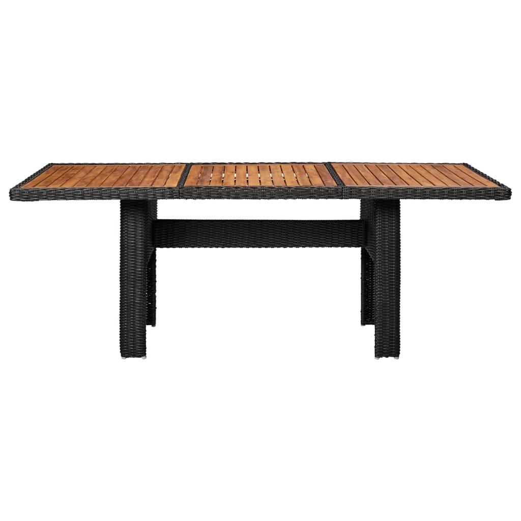 Trädgårdsbord svart 200x100x74 cm konstrotting - HQ5