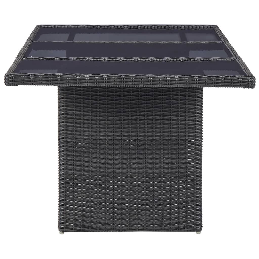 Trädgårdsbord svart 200x100x74 cm glas och konstrotting - HQ5