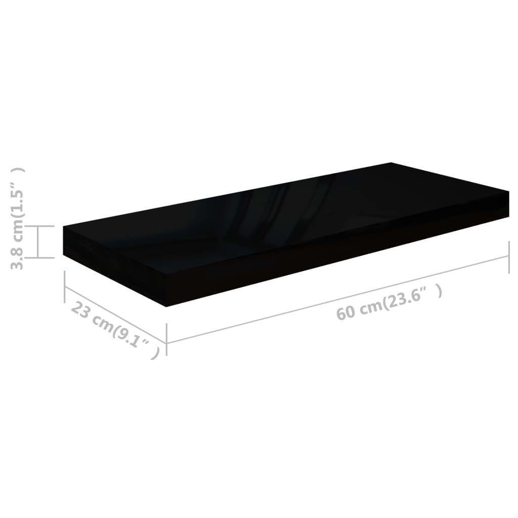 Svävande vägghylla svart högglans 60x23,5x3,8 cm MDF - HQ5