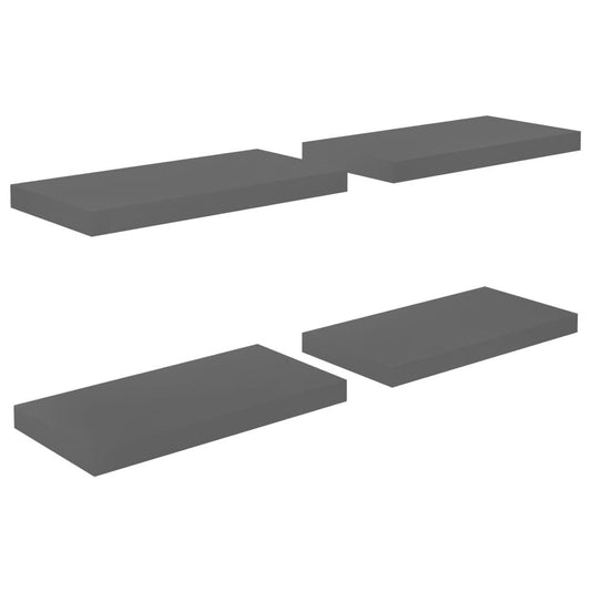 Svävande vägghyllor 4 st grå högglans 50x23x3,8 cm MDF - HQ5