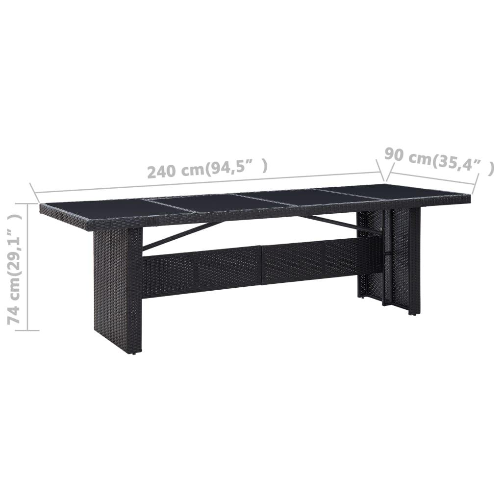 Trädgårdsbord svart 240x90x74 cm konstrotting och glas - HQ5