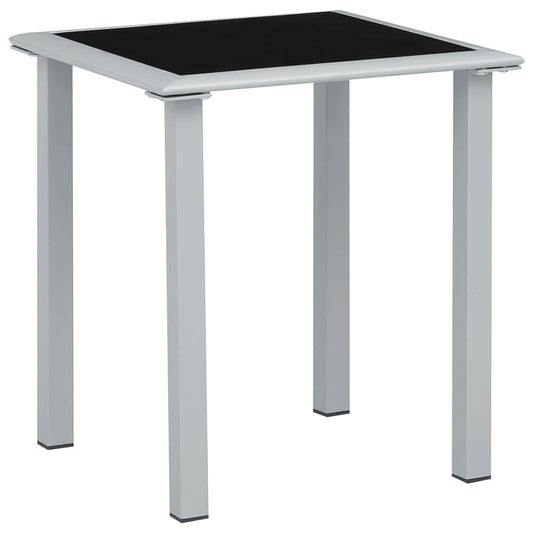 Trädgårdsbord svart och silver 41x41x45 cm stål och glas - HQ5
