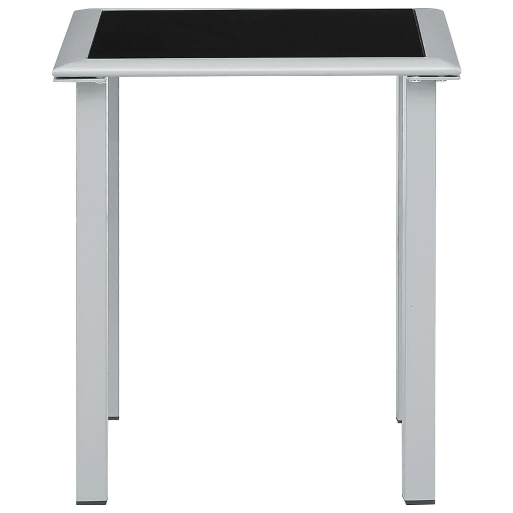 Trädgårdsbord svart och silver 41x41x45 cm stål och glas - HQ5