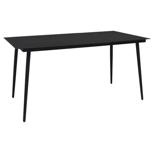 Trädgårdsbord svart 190x90x74 cm stål och glas - HQ5