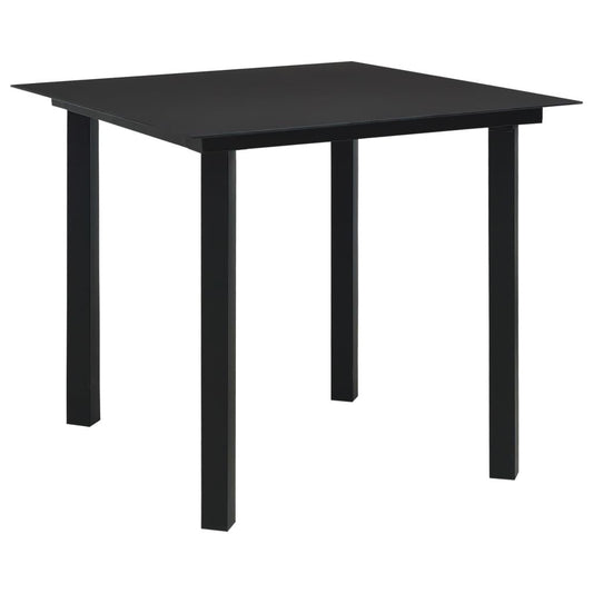 Trädgårdsbord svart 80x80x74 cm stål och glas - HQ5