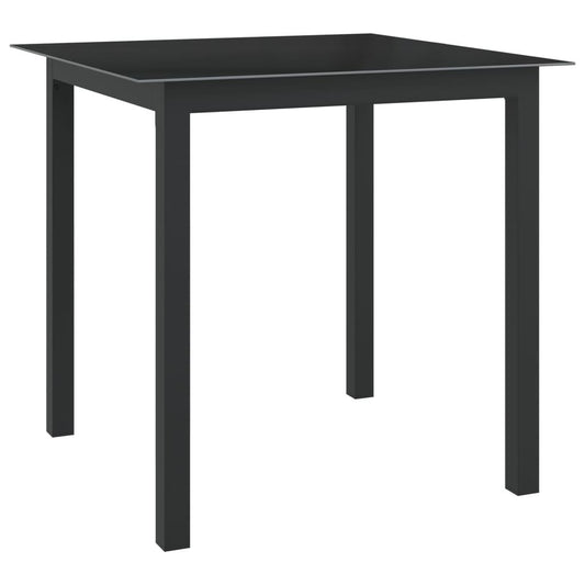 Trädgårdsbord svart 80x80x74 cm aluminium och glas - HQ5