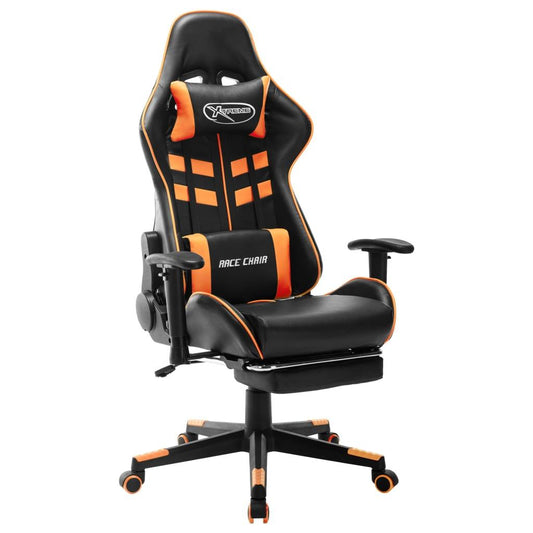 Gamingstol med fotstöd svart och orange konstläder - HQ5