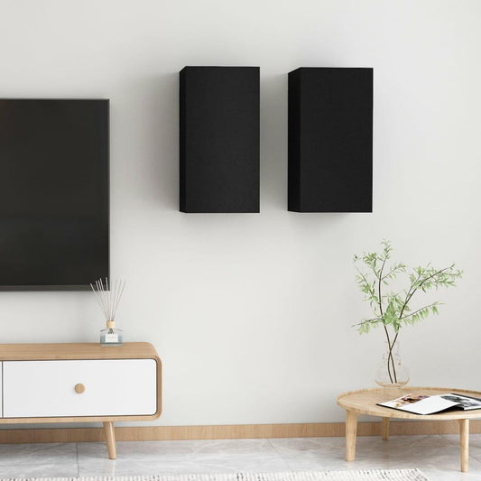 TV-skåp 2 st svart 30,5x30x60 cm konstruerat trä - HQ5