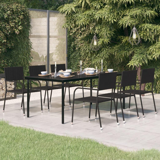 Trädgårdsbord svart 200x100x74 cm stål och glas - HQ5
