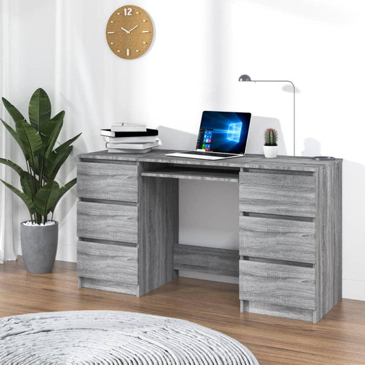 Skrivbord grå sonoma 140x50x77 cm konstruerat trä - HQ5