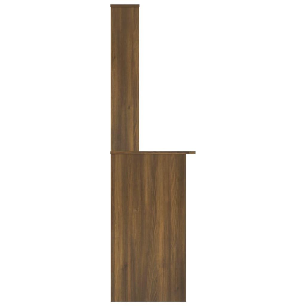 Skrivbord med hyllor brun ek 110x45x157 cm konstruerat trä - HQ5