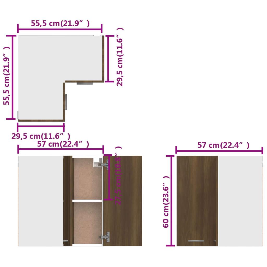Väggskåp hörn brun ek 57x57x60 cm konstruerat trä - HQ5