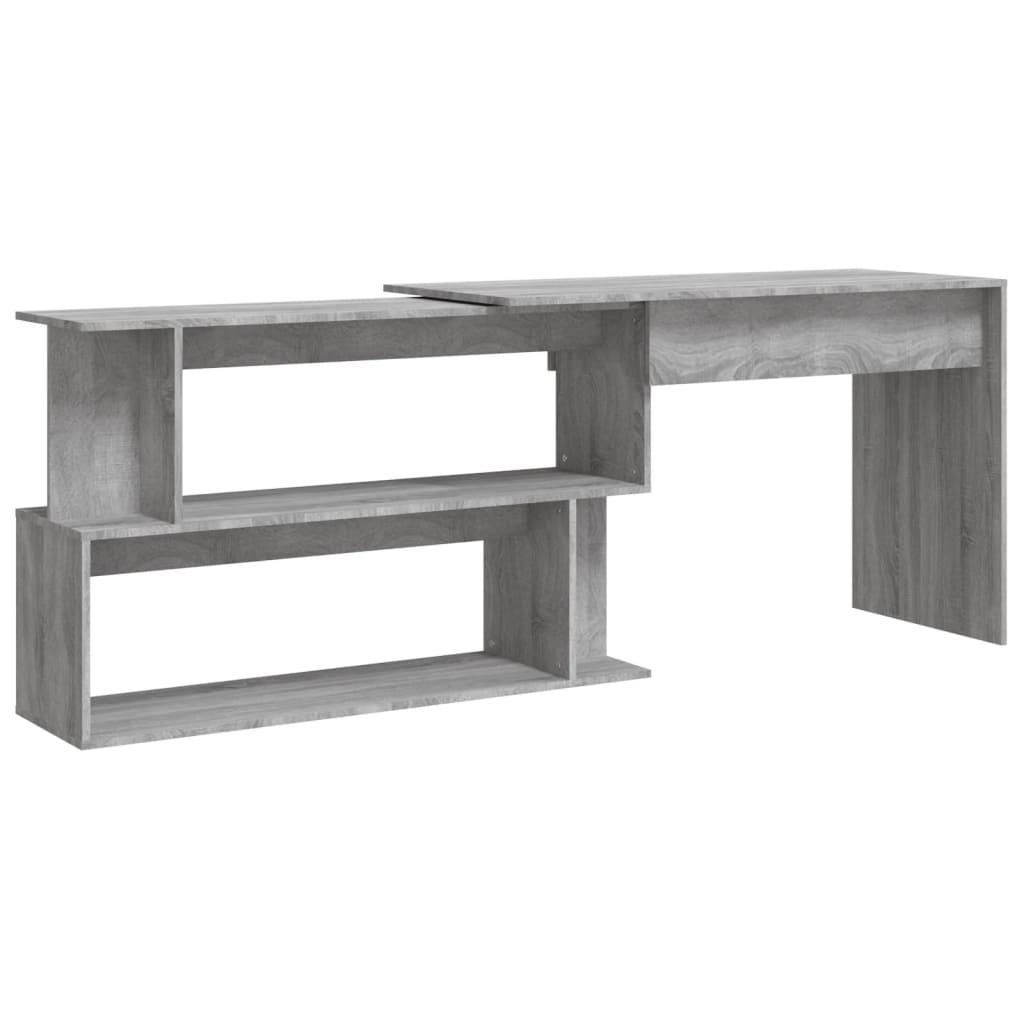 Hörnskrivbord grå sonoma 200x50x76 cm konstruerat trä - HQ5