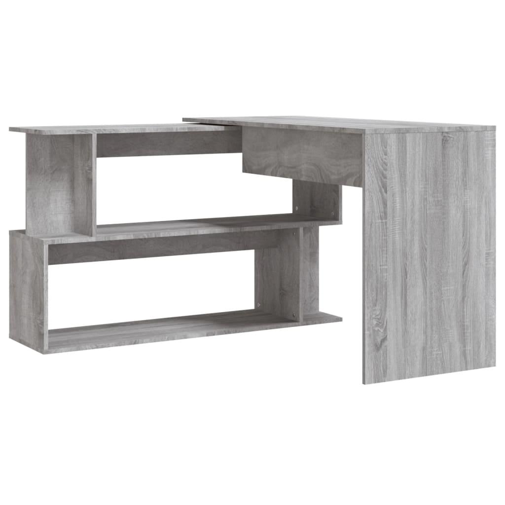 Hörnskrivbord grå sonoma 200x50x76 cm konstruerat trä - HQ5