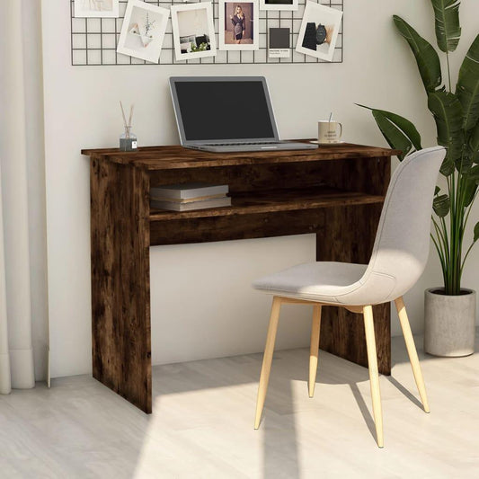 Skrivbord rökfärgad ek 90x50x74 cm konstruerat trä - HQ5