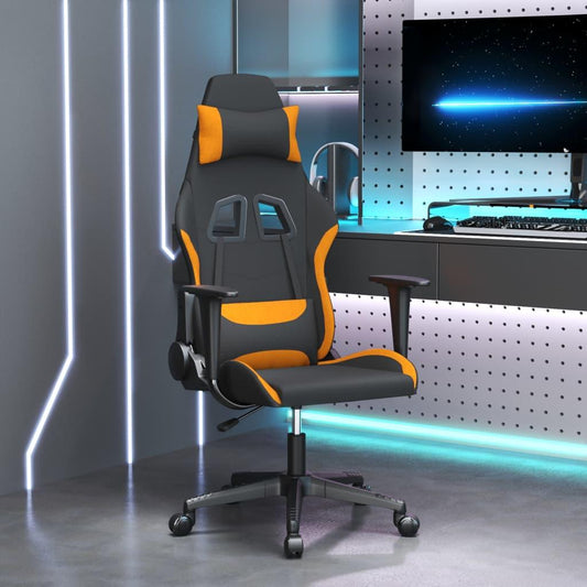 Gamingstol med massage svart och orange tyg - HQ5