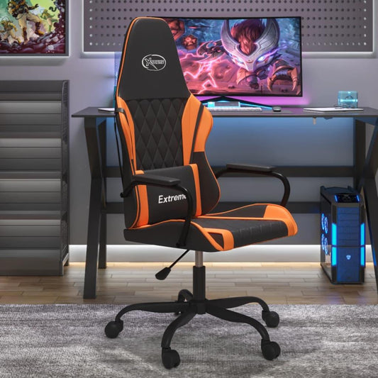 Gamingstol med massage svart och orange konstläder - HQ5