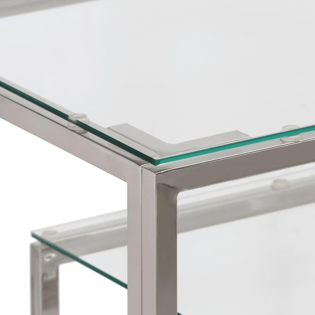 Konsolbord silver rostfritt stål och härdat glas - HQ5