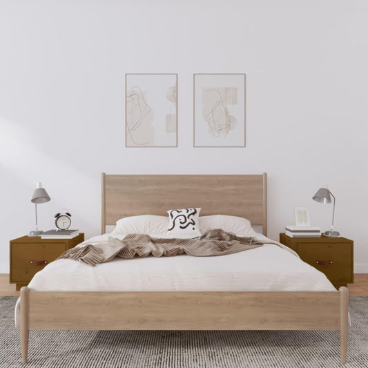 Sängbord 2 st honungsbrun 40x34x35 cm massiv furu - HQ5