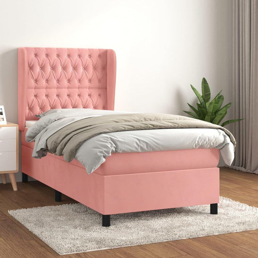 Ramsäng med madrass rosa 100x200 cm sammet - HQ5
