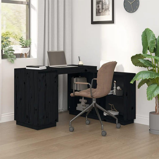 Skrivbord svart 110x50x75 cm massiv furu - HQ5