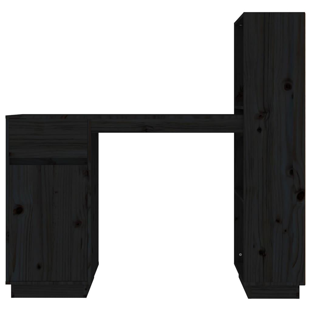 Skrivbord svart 110x53x117 cm massiv furu - HQ5