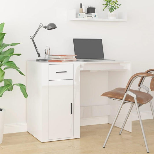 Skrivbord vit högglans 100x49x75 cm konstruerat trä - HQ5