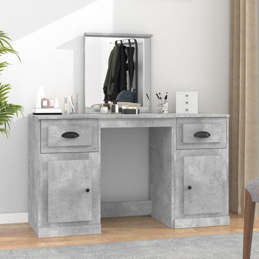 Sminkbord med spegel betonggrå 130x50x132,5 cm - HQ5