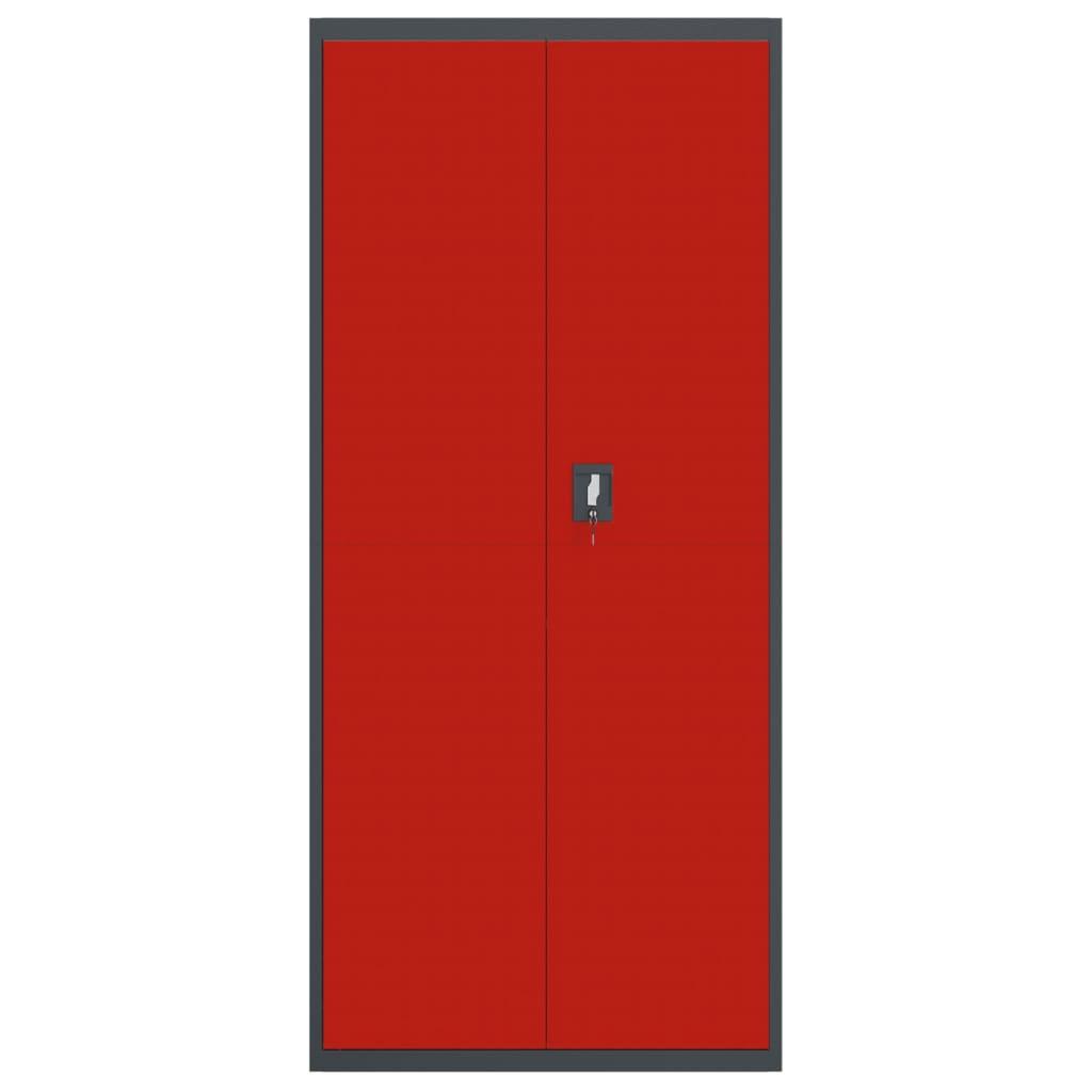 Dokumentskåp antracit och röd 90x40x200 cm stål - HQ5
