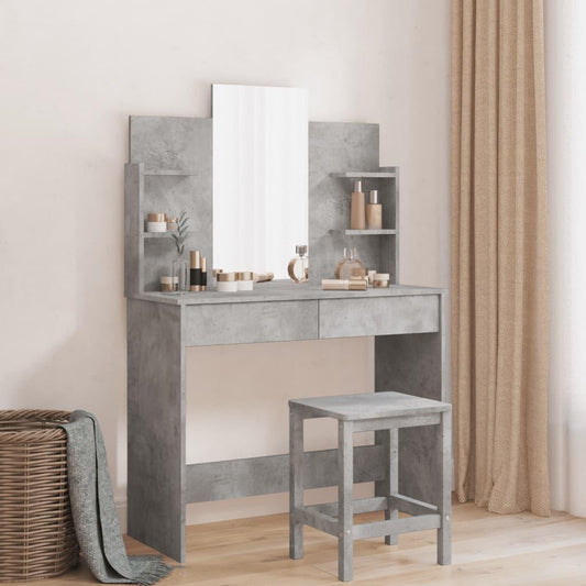 Sminkbord med spegel betonggrå 96x39x142 cm - HQ5