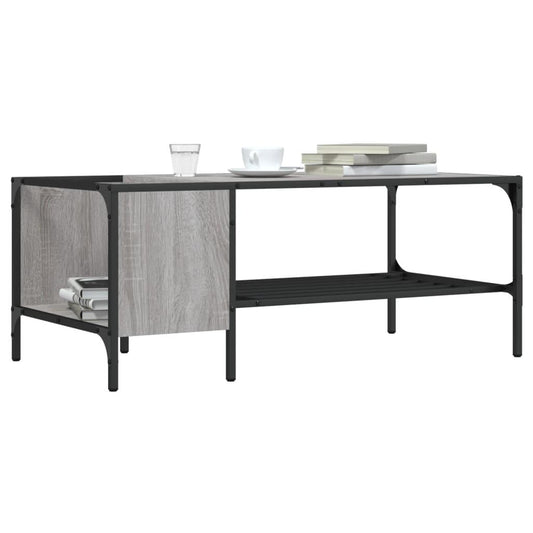 Soffbord med hylla grå sonoma 100x51x40 cm konstruerat trä - HQ5