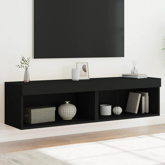 Tv-bänk med LED-belysning 2 st svart 60x30x30 cm - HQ5