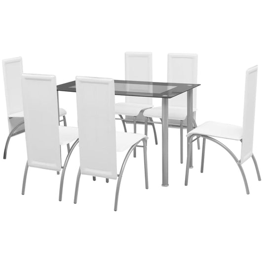 Matbord och stolar 7 delar vita