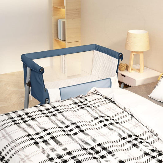 Babysäng med madrass marinblå linnetyg - HQ5