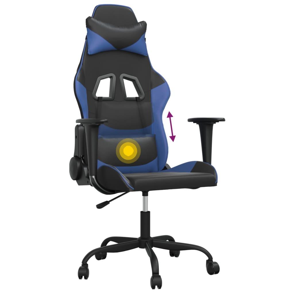 Gamingstol med massage svart och blå konstläder - HQ5