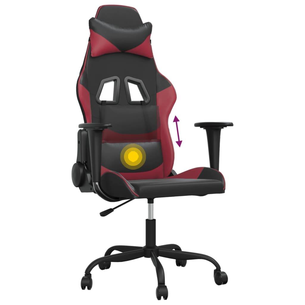 Gamingstol med massage svart och vinröd konstläder - HQ5