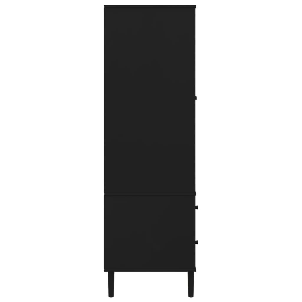 Garderob SENJA rottinglook svart 90x55x175 cm massiv furu - HQ5