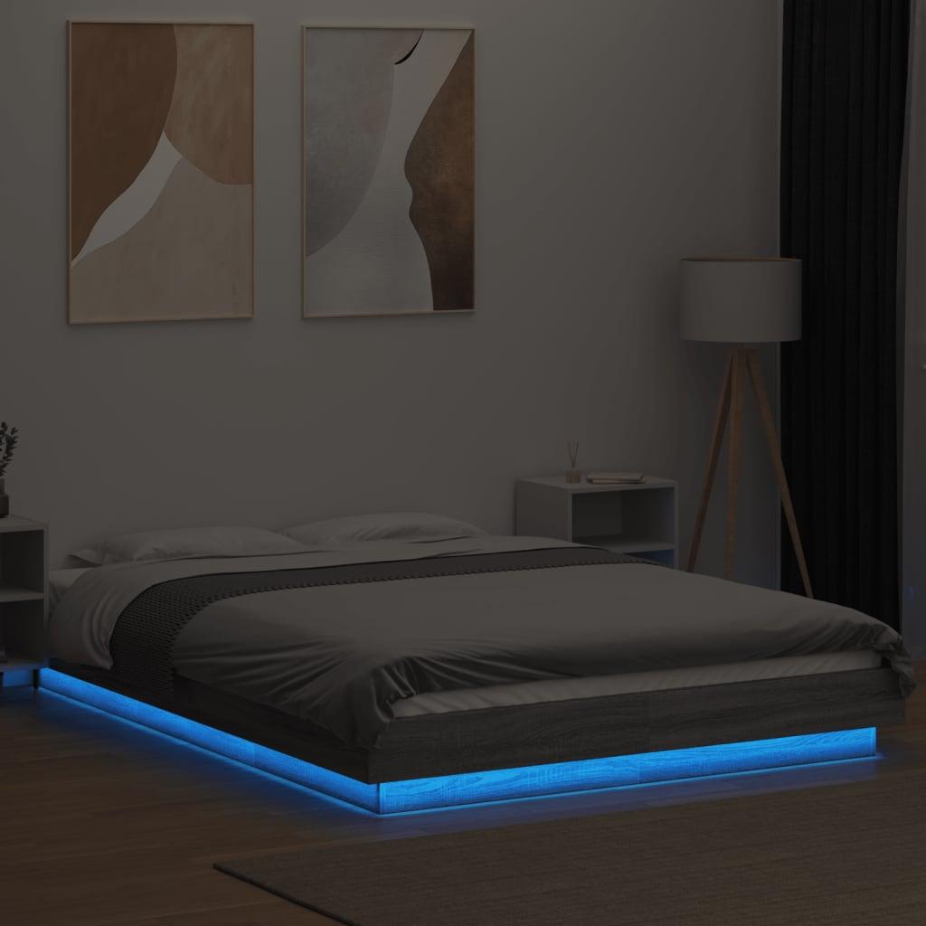 Sängram med LEDs grå sonoma 120x200 cm konstruerad trä - HQ5
