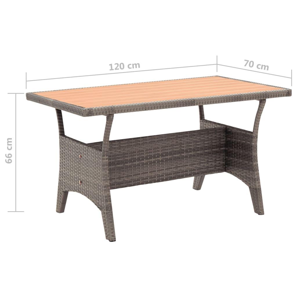 Trädgårdsbord grå 120x70x66 cm konstrotting - HQ5