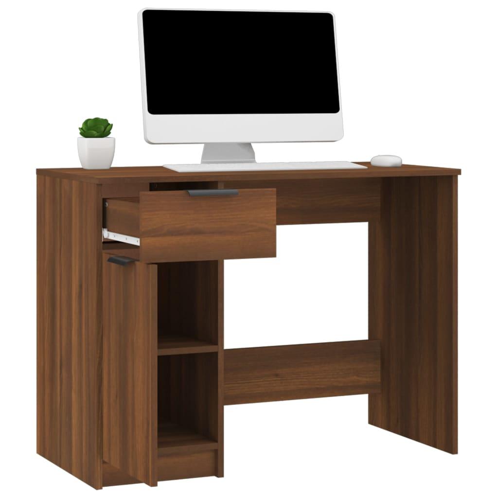 Skrivbord brun ek 100x50x75 cm konstruerat trä - HQ5