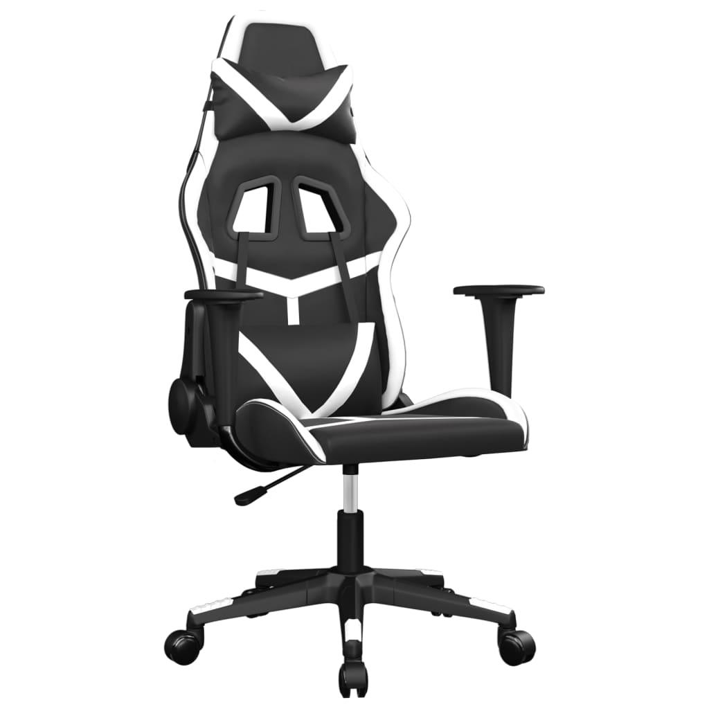 Gamingstol med massage svart och vit konstläder - HQ5