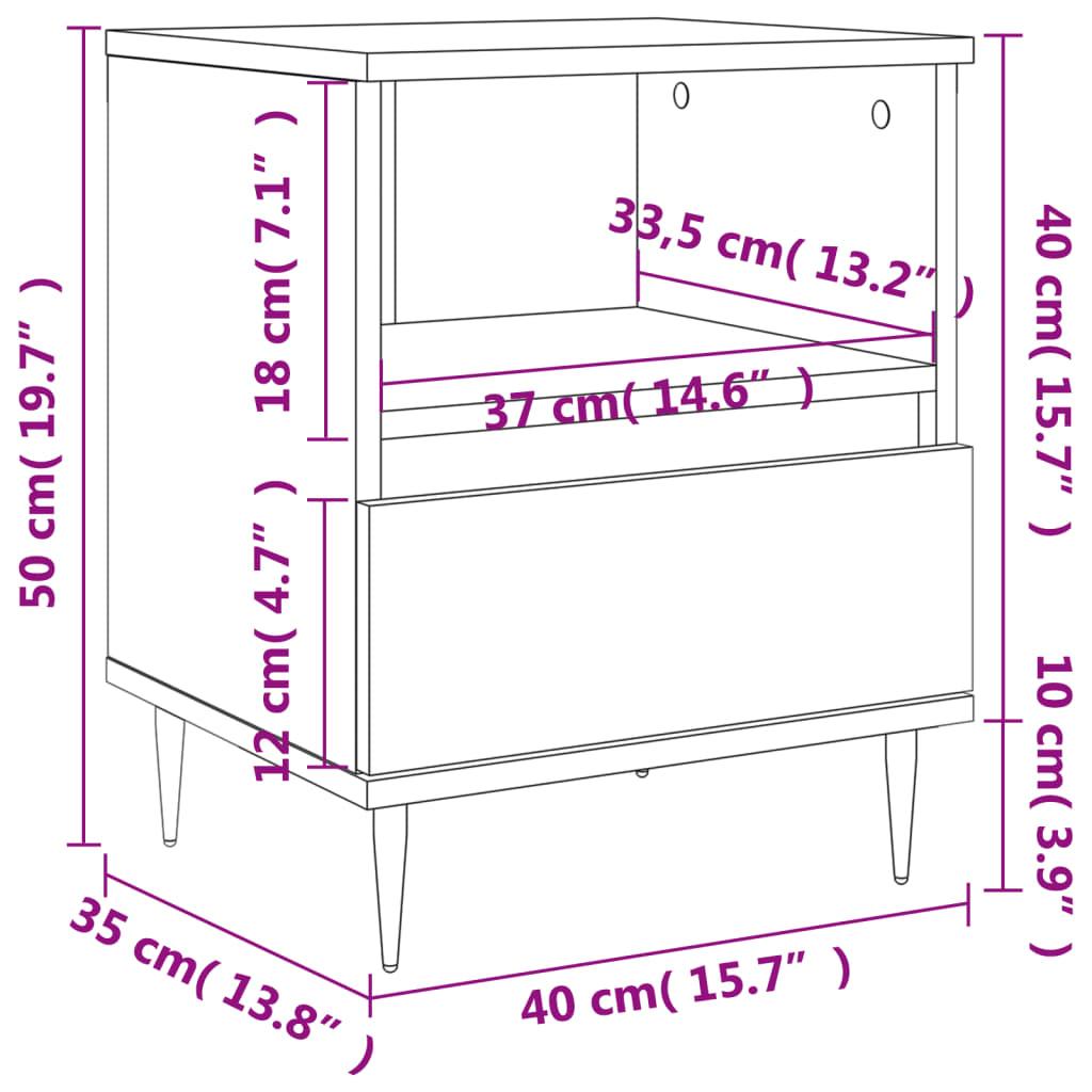 Sängbord brun ek 40x35x50 cm konstruerat trä - HQ5